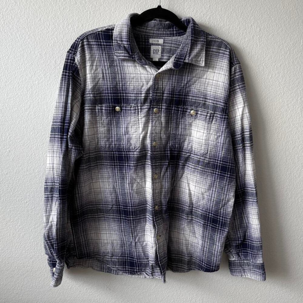 Gap blue purple white flannel